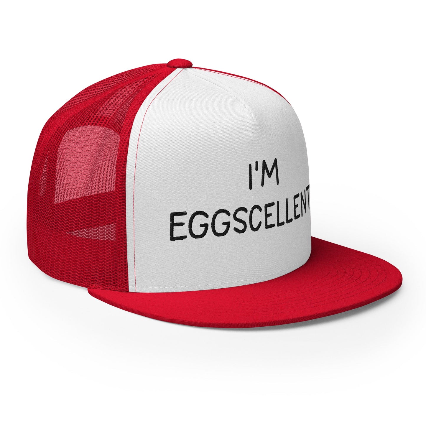 I'm Eggscellent Regular Trucker Show Hat Red White Red