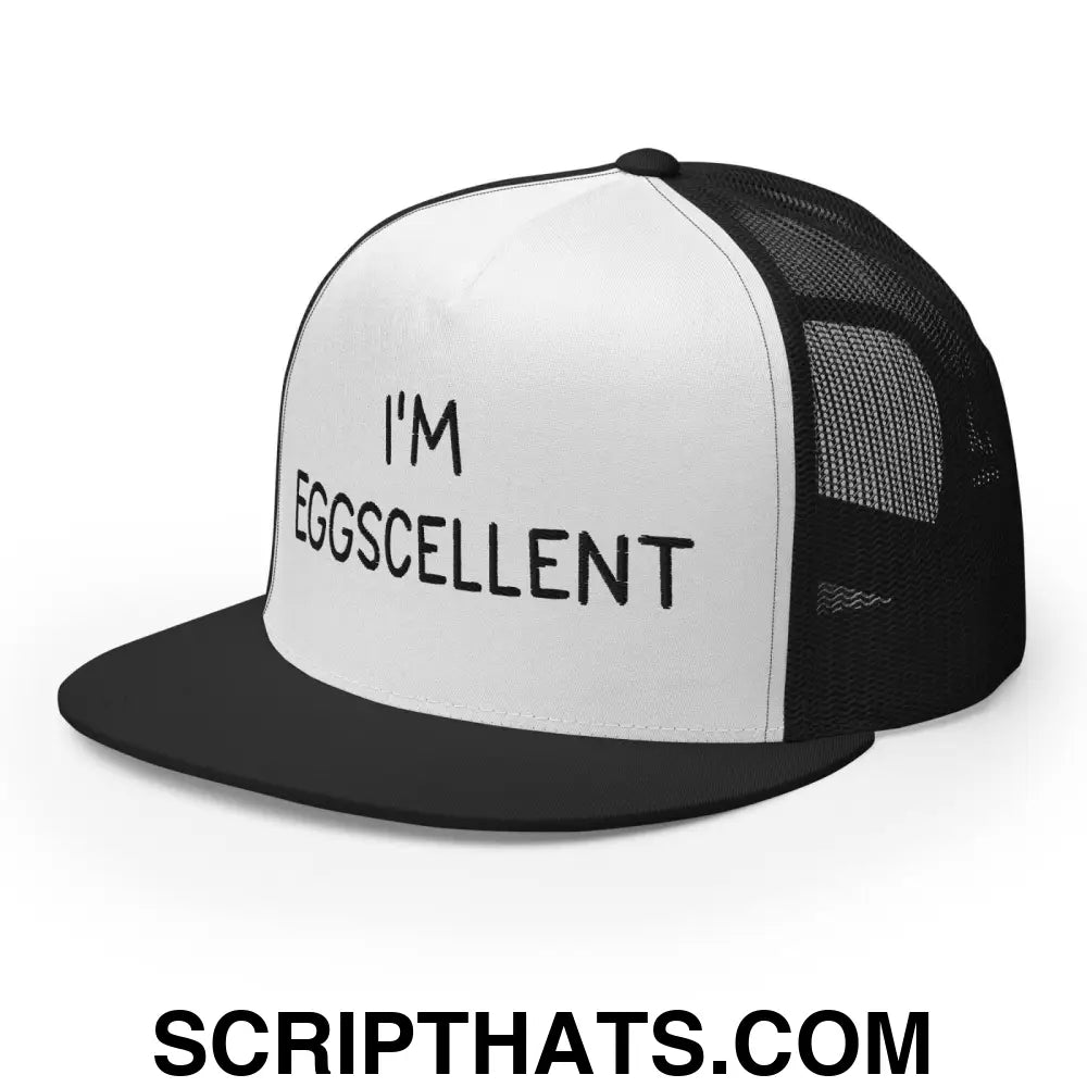 I'm Eggscellent Regular Trucker Show Hat Black White Black