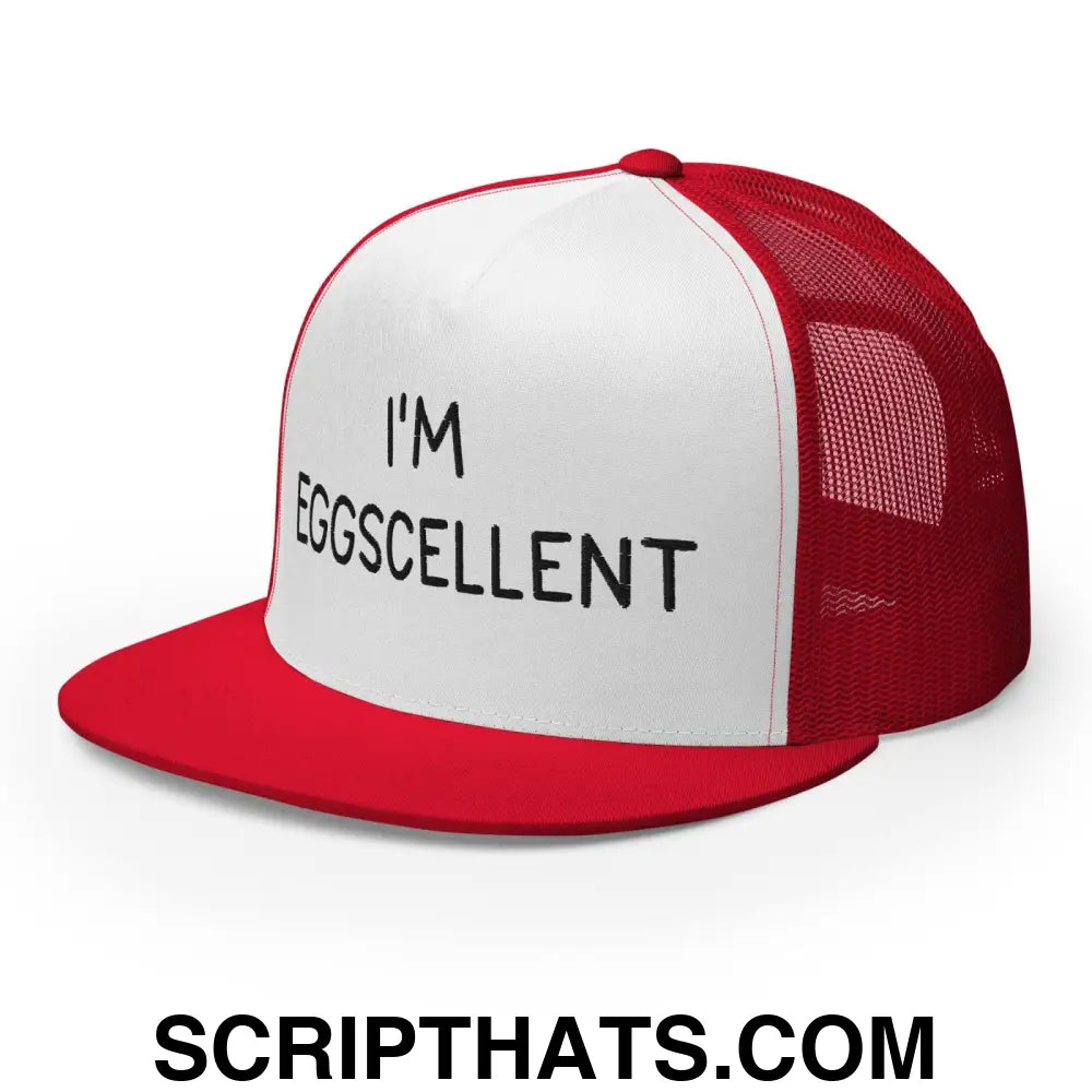 I'm Eggscellent Regular Trucker Show Hat Red White Red