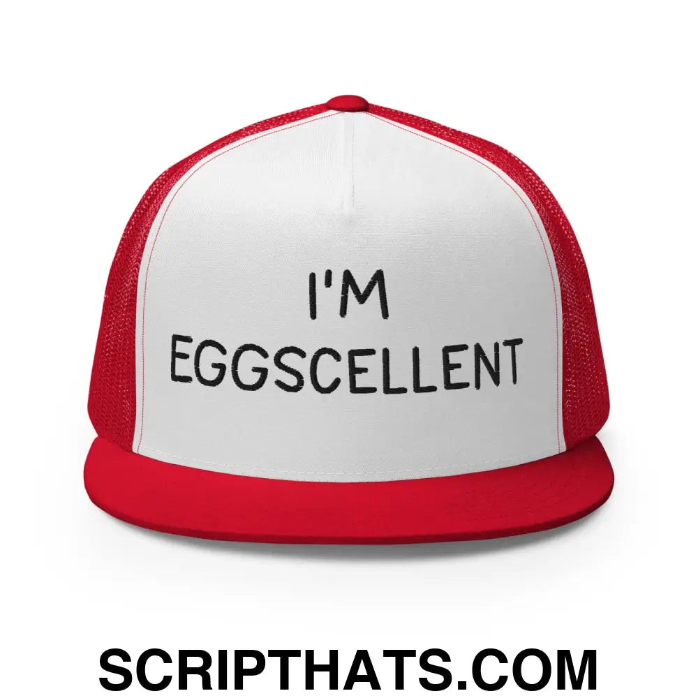 I'm Eggscellent Regular Trucker Show Hat Red White Red