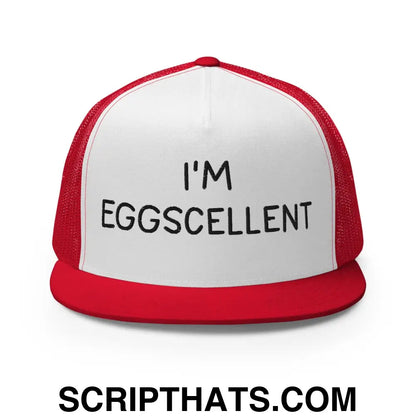 I'm Eggscellent Regular Trucker Show Hat Red White Red