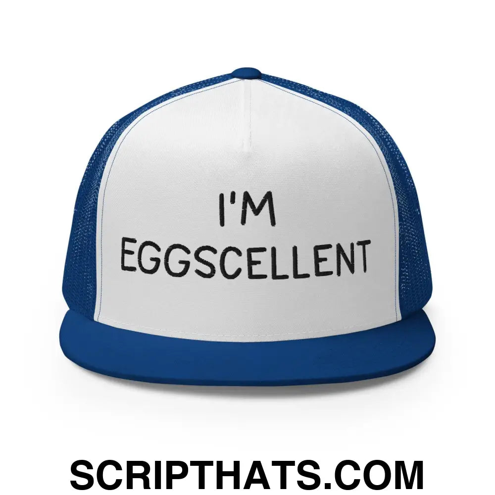 I'm Eggscellent Regular Trucker Show Hat Royal White Royal