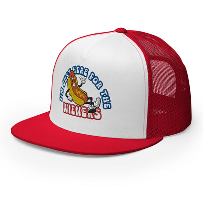 I'm Just Here for the Wieners 4th of July Funny Snapback Trucker Hat Red White Red