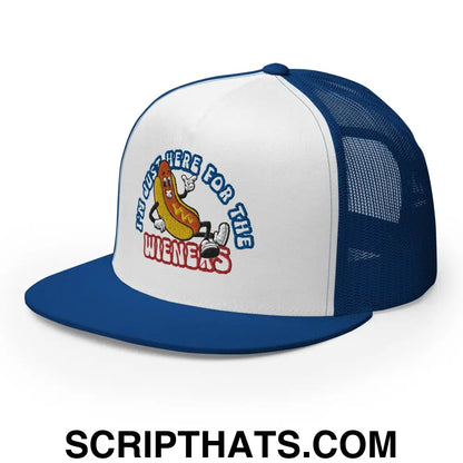 I'm Just Here for the Wieners 4th of July Funny Snapback Trucker Hat Royal White Royal