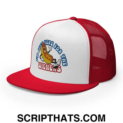 I'm Just Here for the Wieners 4th of July Funny Snapback Trucker Hat Red White Red