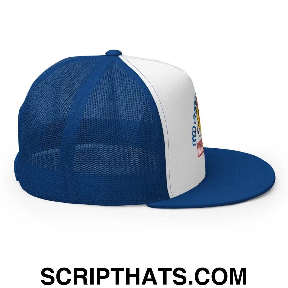 I'm Just Here for the Wieners 4th of July Funny Snapback Trucker Hat Royal White Royal