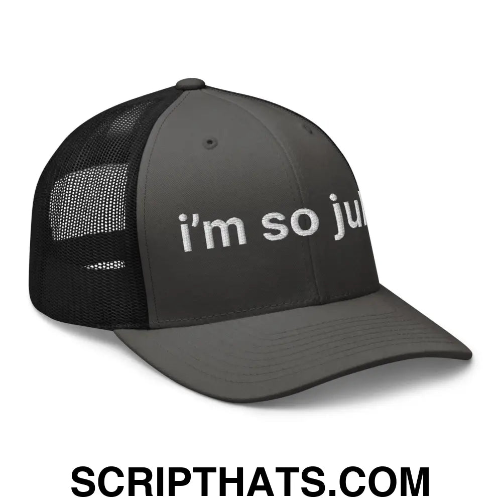 I'm So Julia Retro Trucker Hat Charcoal Black