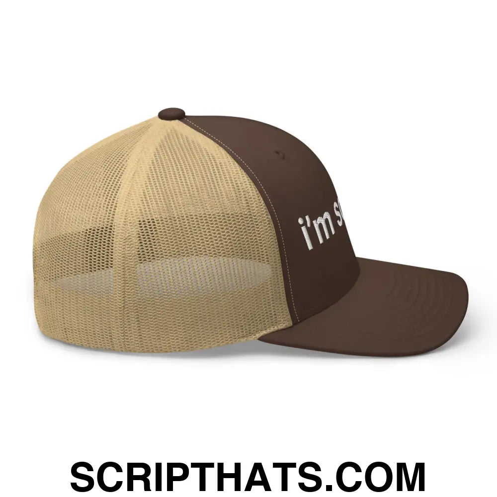 I'm So Julia Retro Trucker Hat Brown Khaki