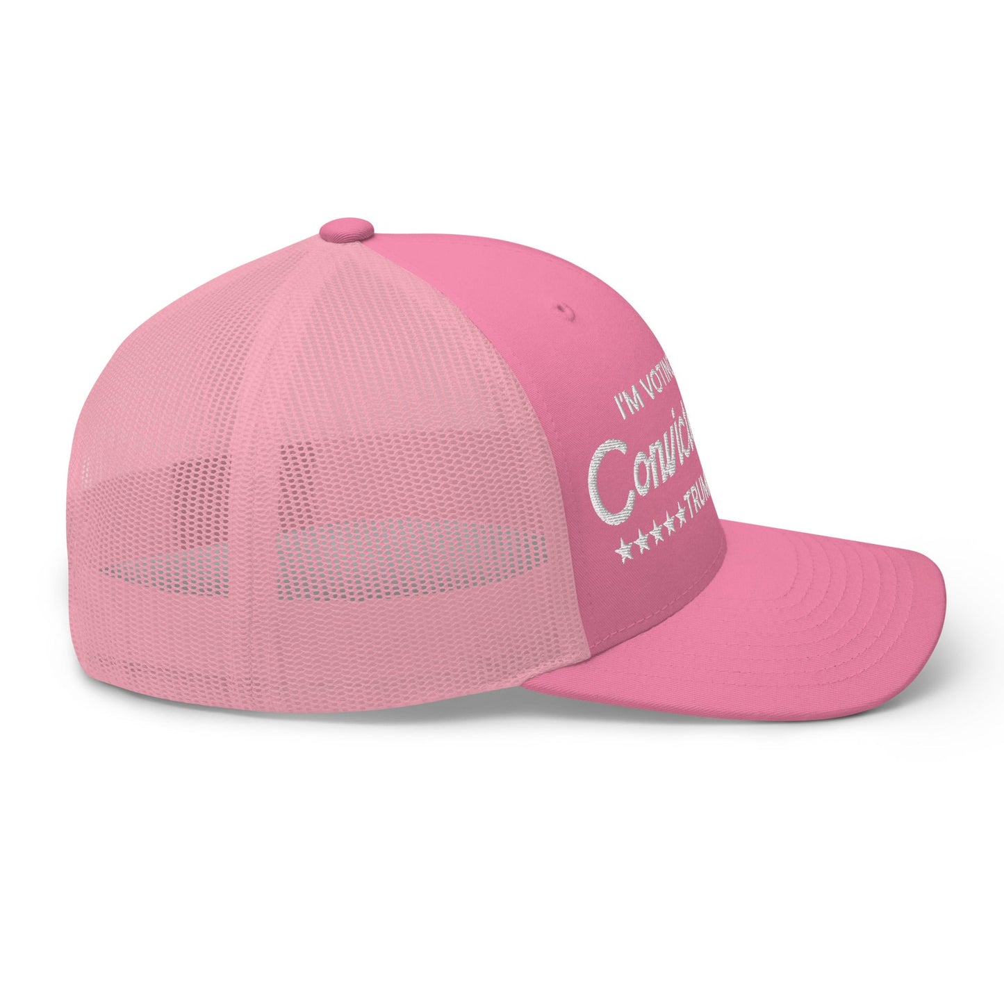 I'm Voting For The Convicted Felon Trump 2024 Retro Trucker Hat Pink