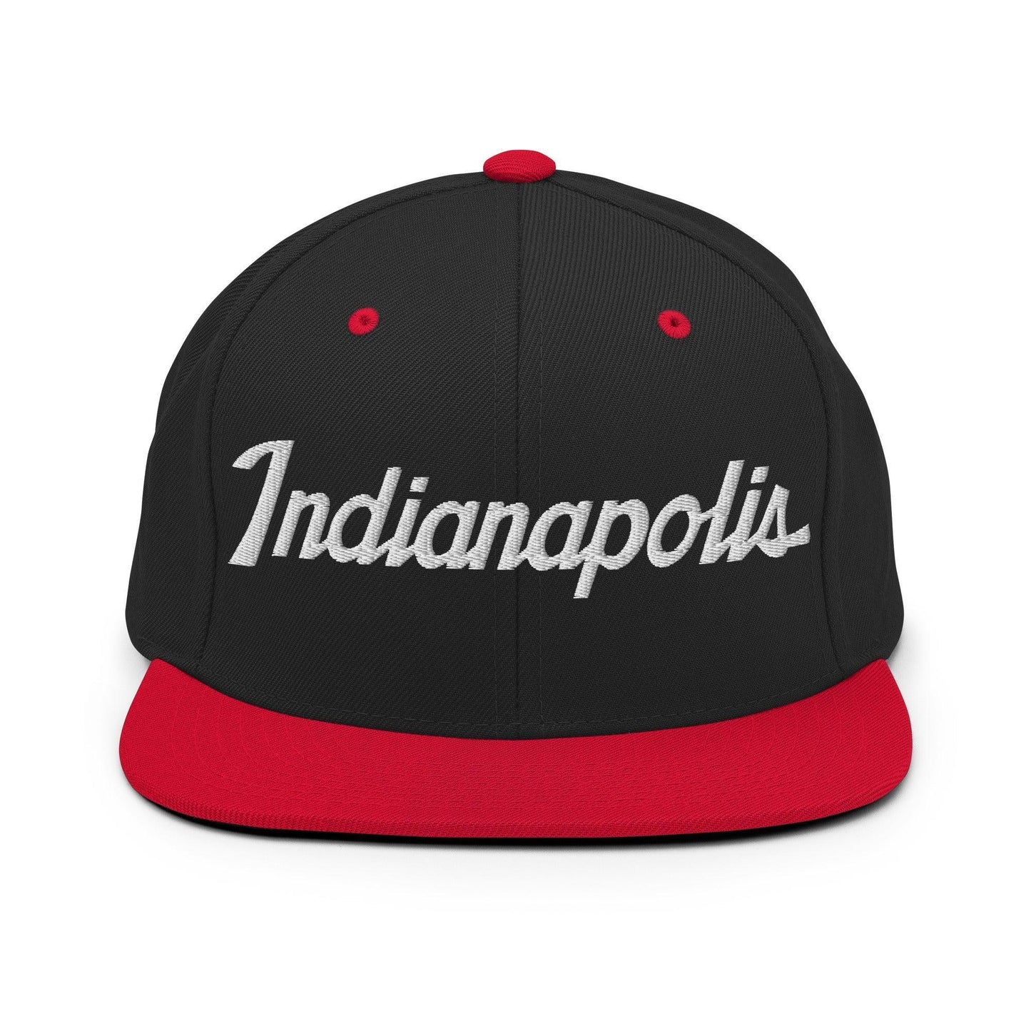 Indianapolis Script Snapback Hat Black Red