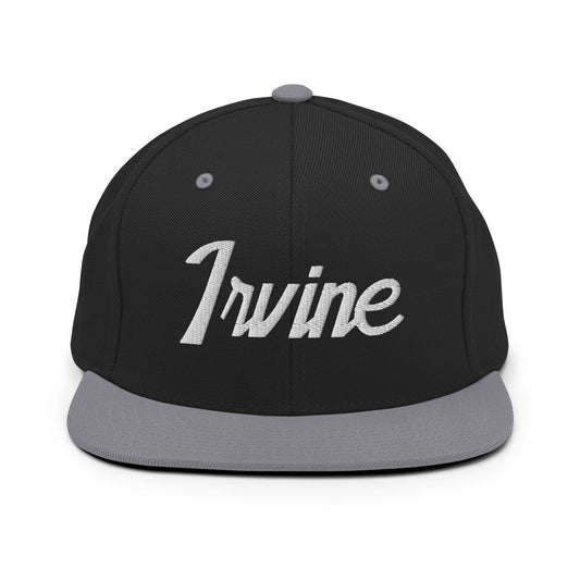 Irvine Script Snapback Hat Black Silver