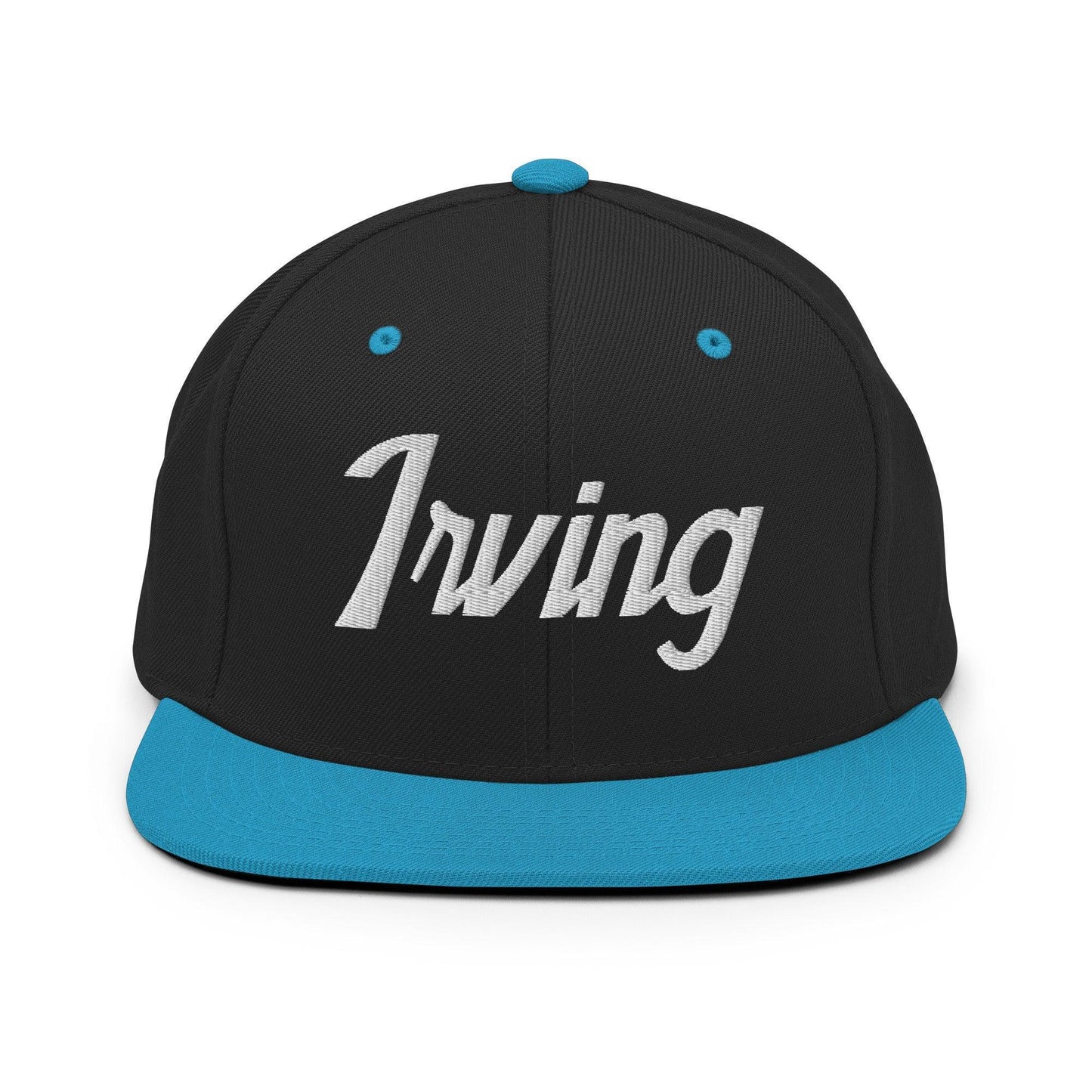 Irving Script Snapback Hat Black Teal