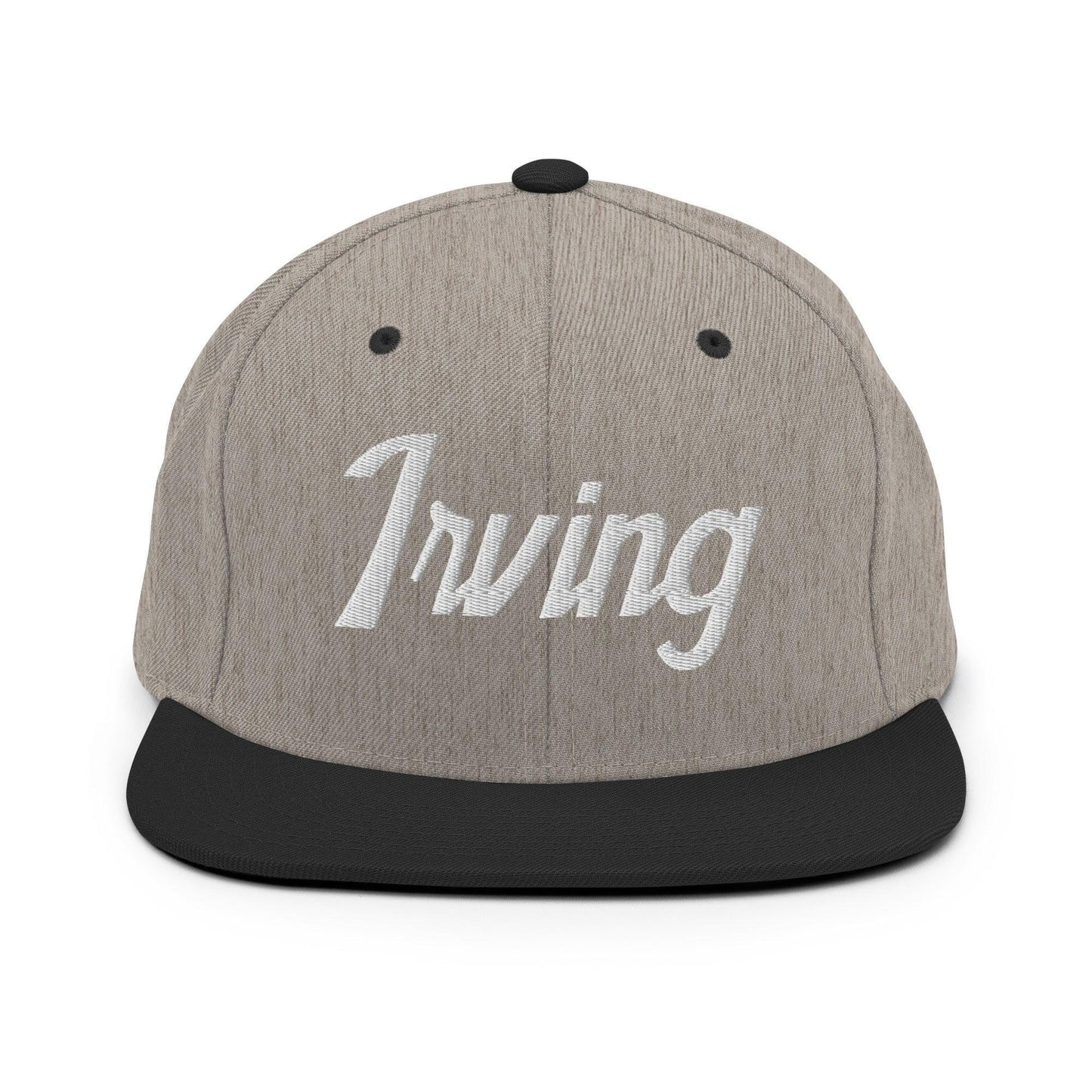 Irving Script Snapback Hat Heather Black