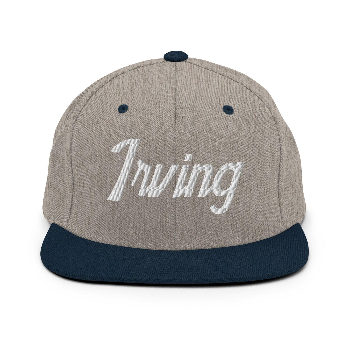 Irving Script Snapback Hat Heather Grey Navy