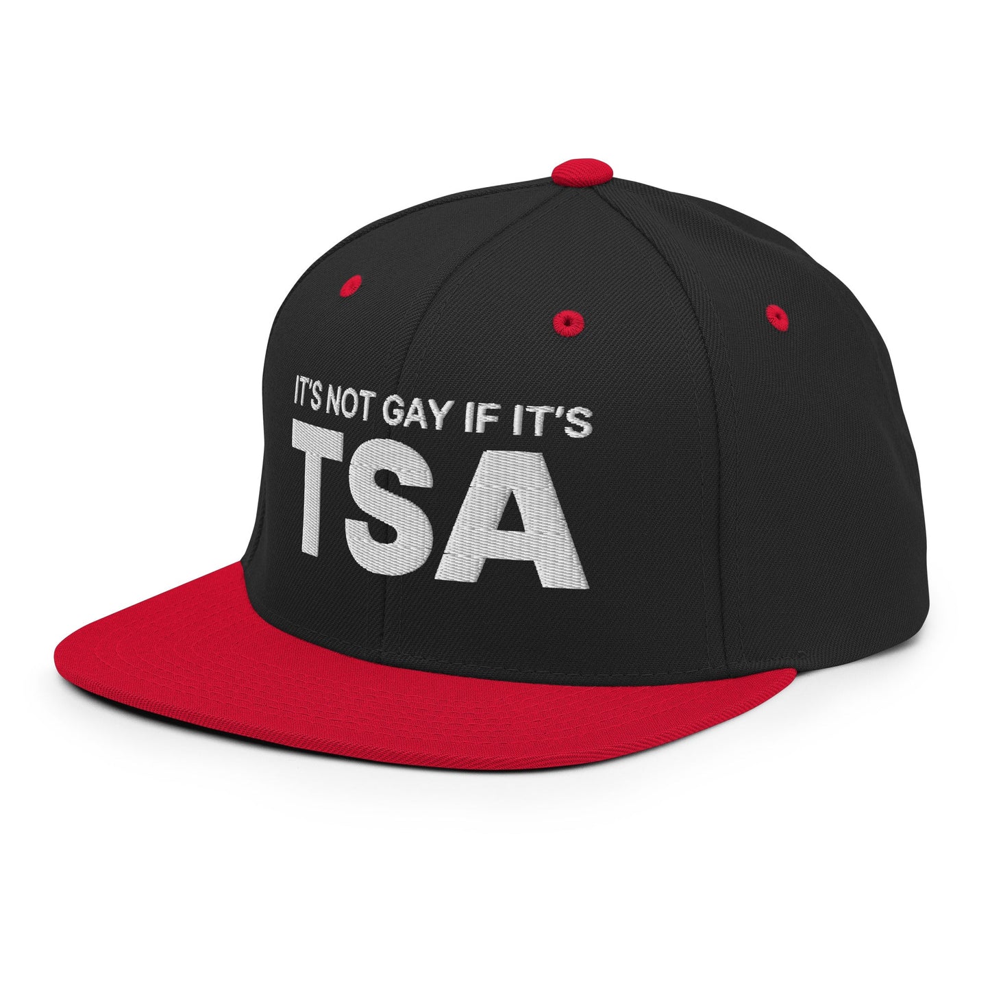 It's Not Gay if it's TSA Snapback Hat Black Red