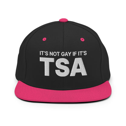 It's Not Gay if it's TSA Snapback Hat Black Neon Pink