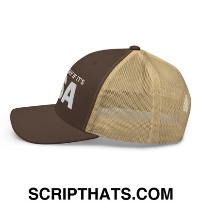 It's Not Gay if it's TSA Retro Trucker Hat Brown Khaki