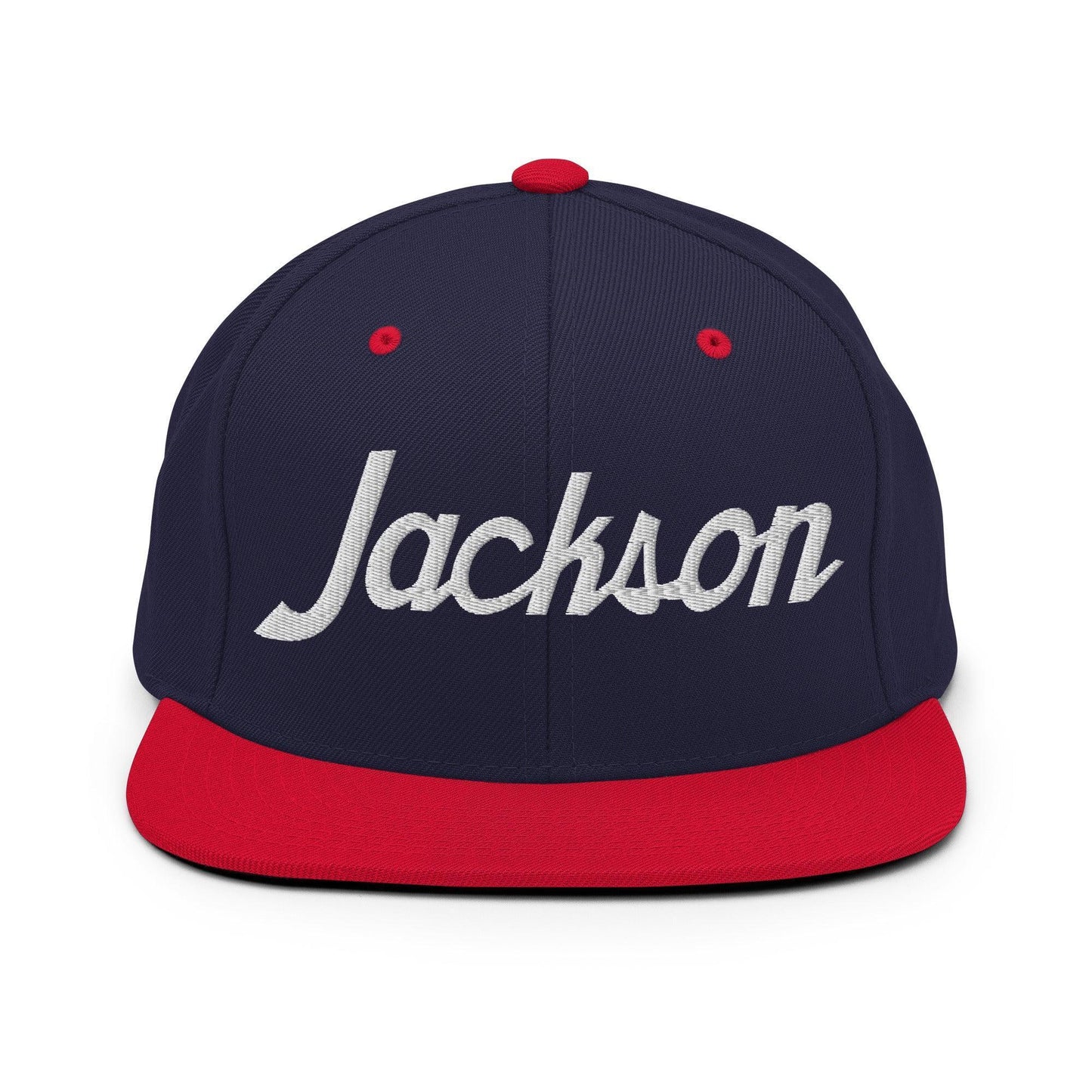 Jackson Script Snapback Hat Navy Red