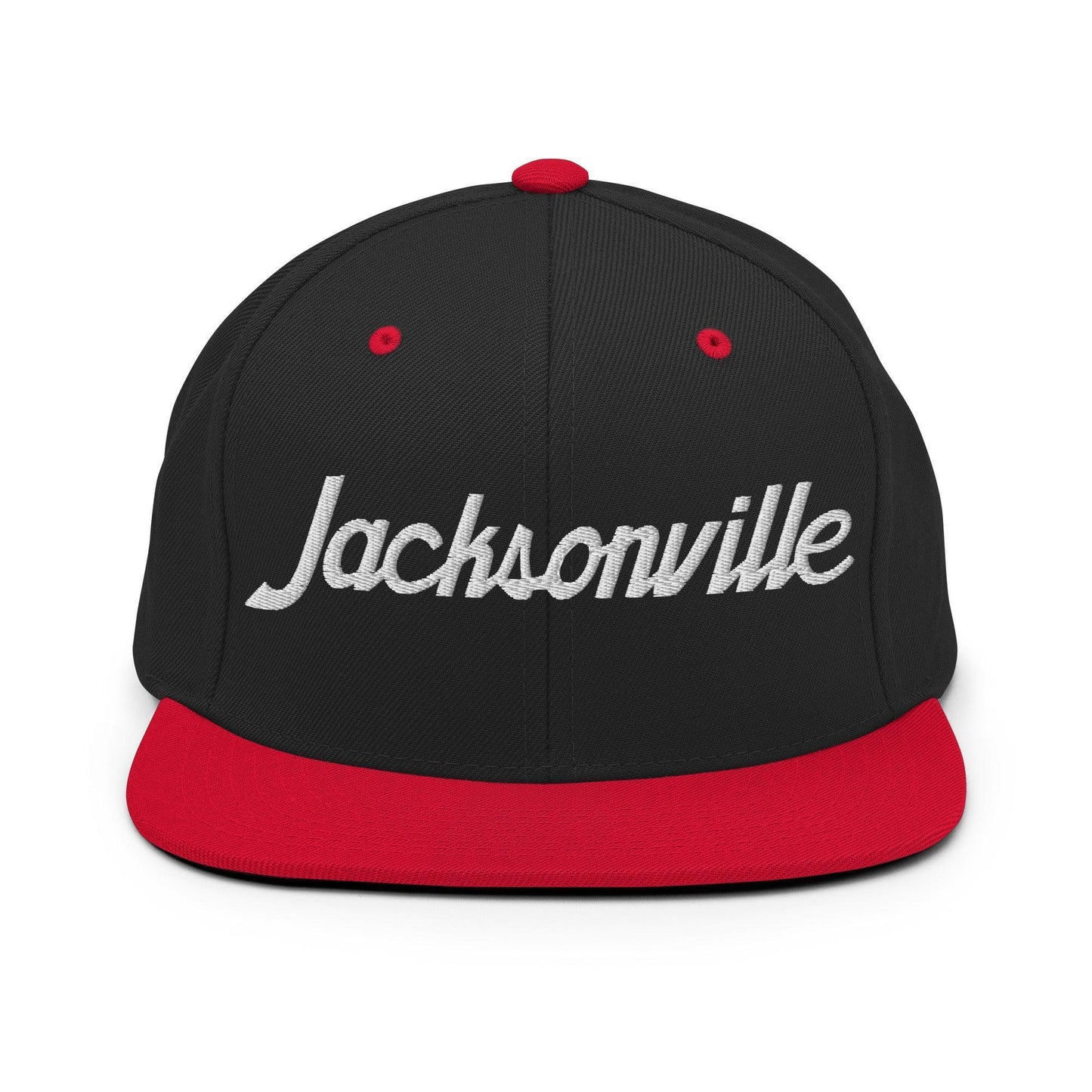 Jacksonville Script Snapback Hat Black Red