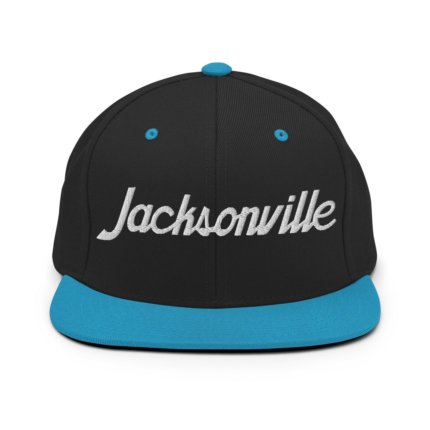 Jacksonville Script Snapback Hat Black Teal