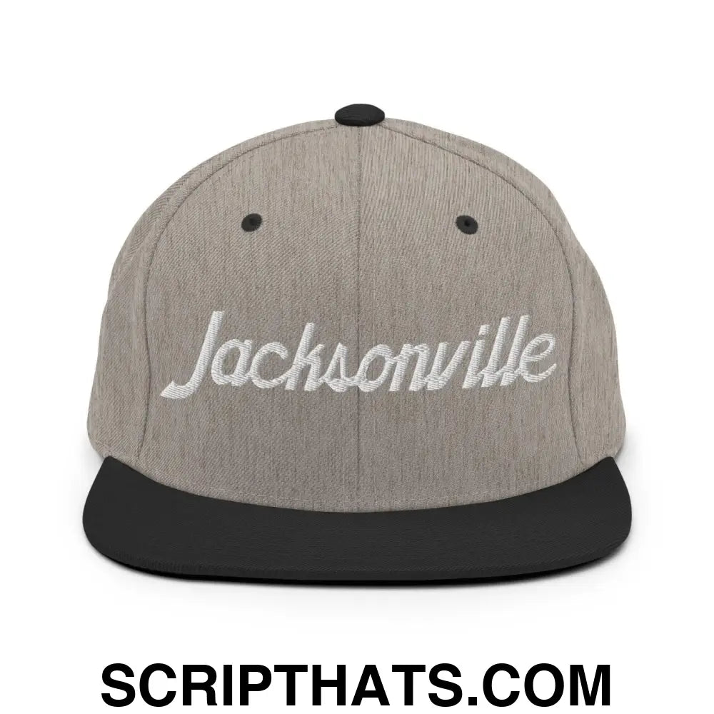 Jacksonville Script Snapback Hat Heather Black