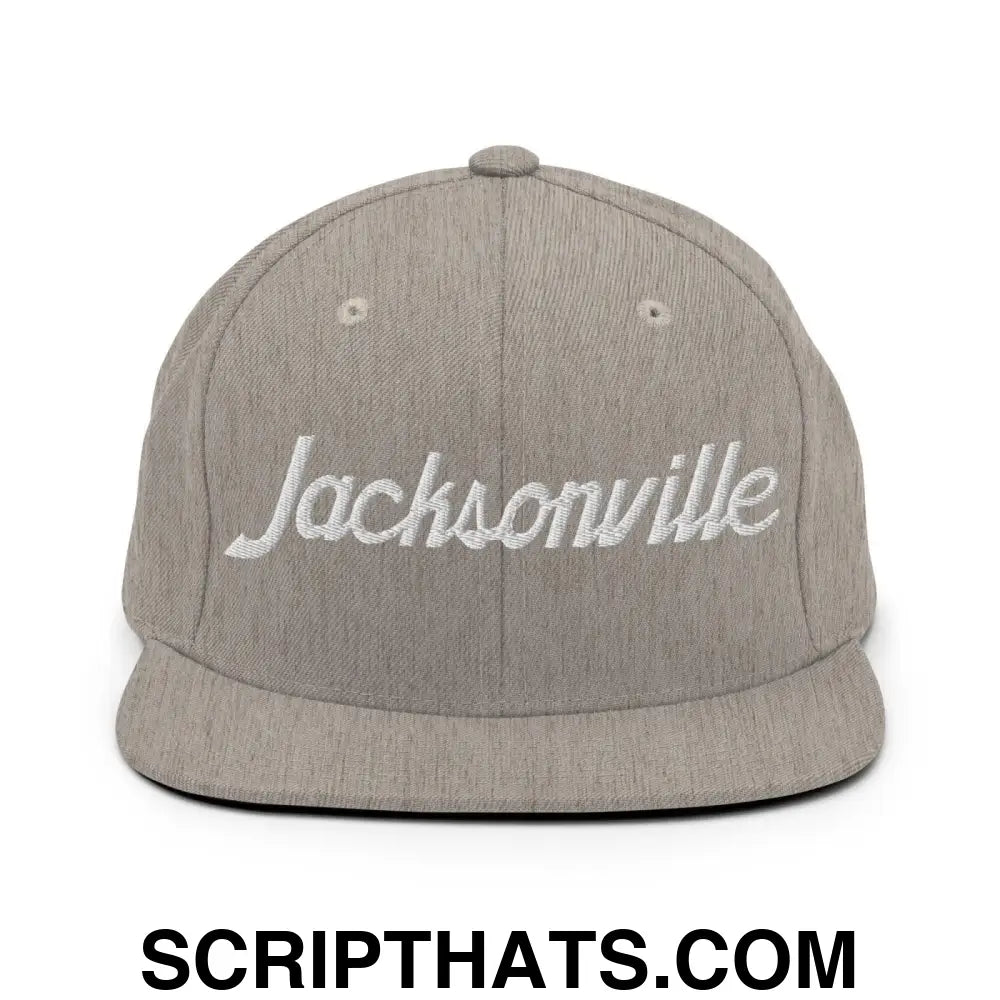 Jacksonville Script Snapback Hat Heather Grey