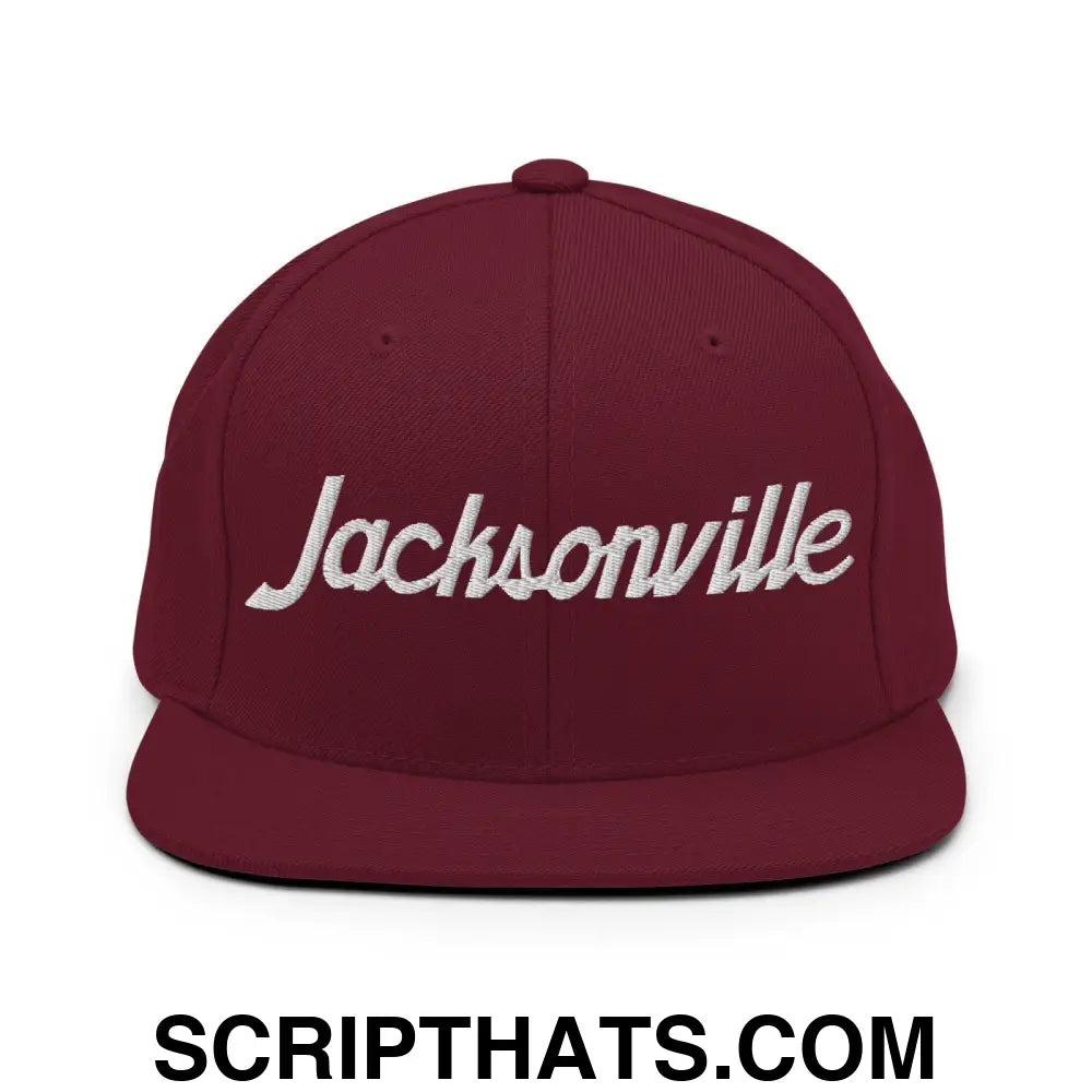 Jacksonville Script Snapback Hat Maroon