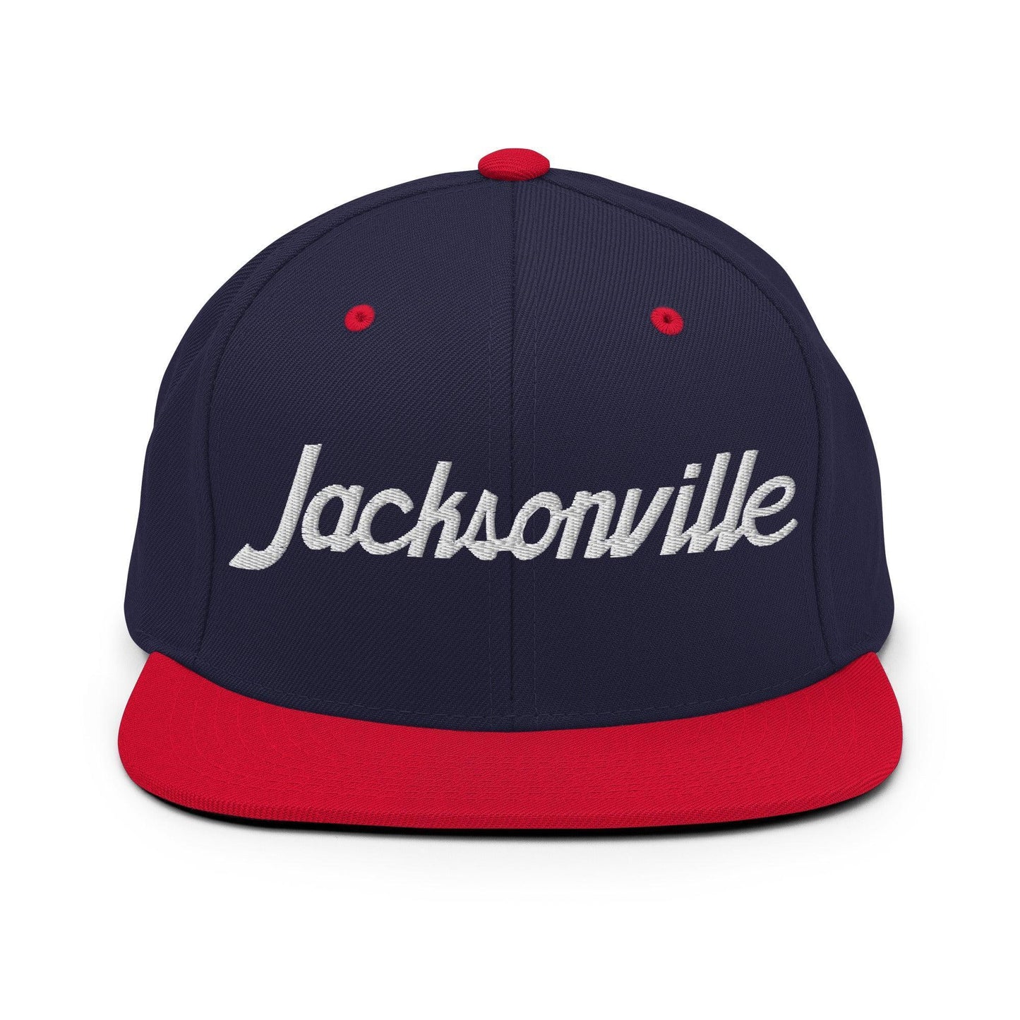 Jacksonville Script Snapback Hat Navy Red