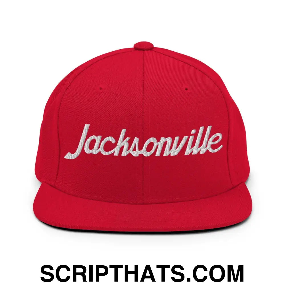 Jacksonville Script Snapback Hat Red