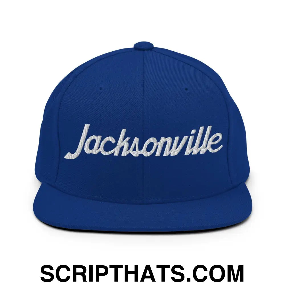 Jacksonville Script Snapback Hat Royal Blue