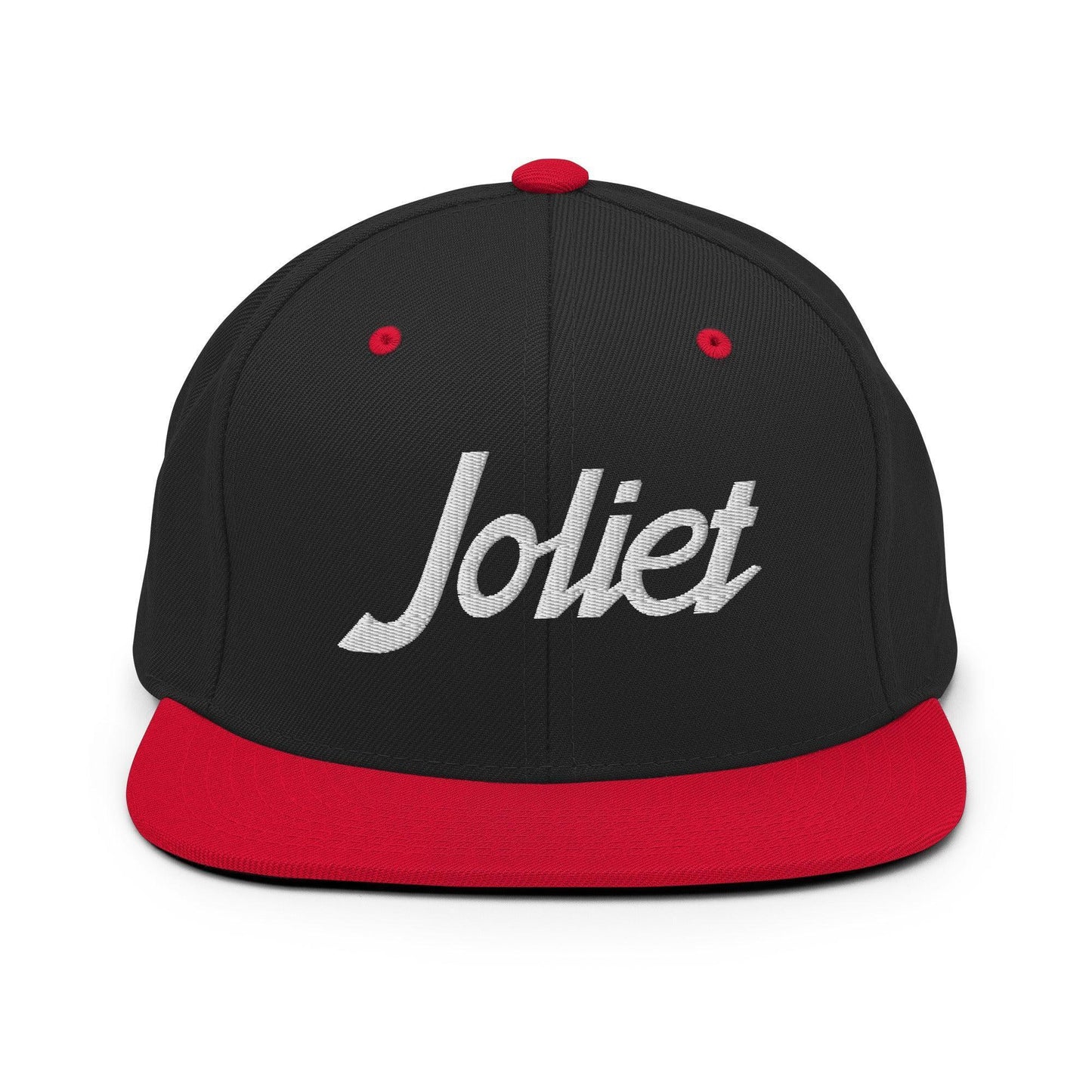 Joliet Script Snapback Hat Black Red