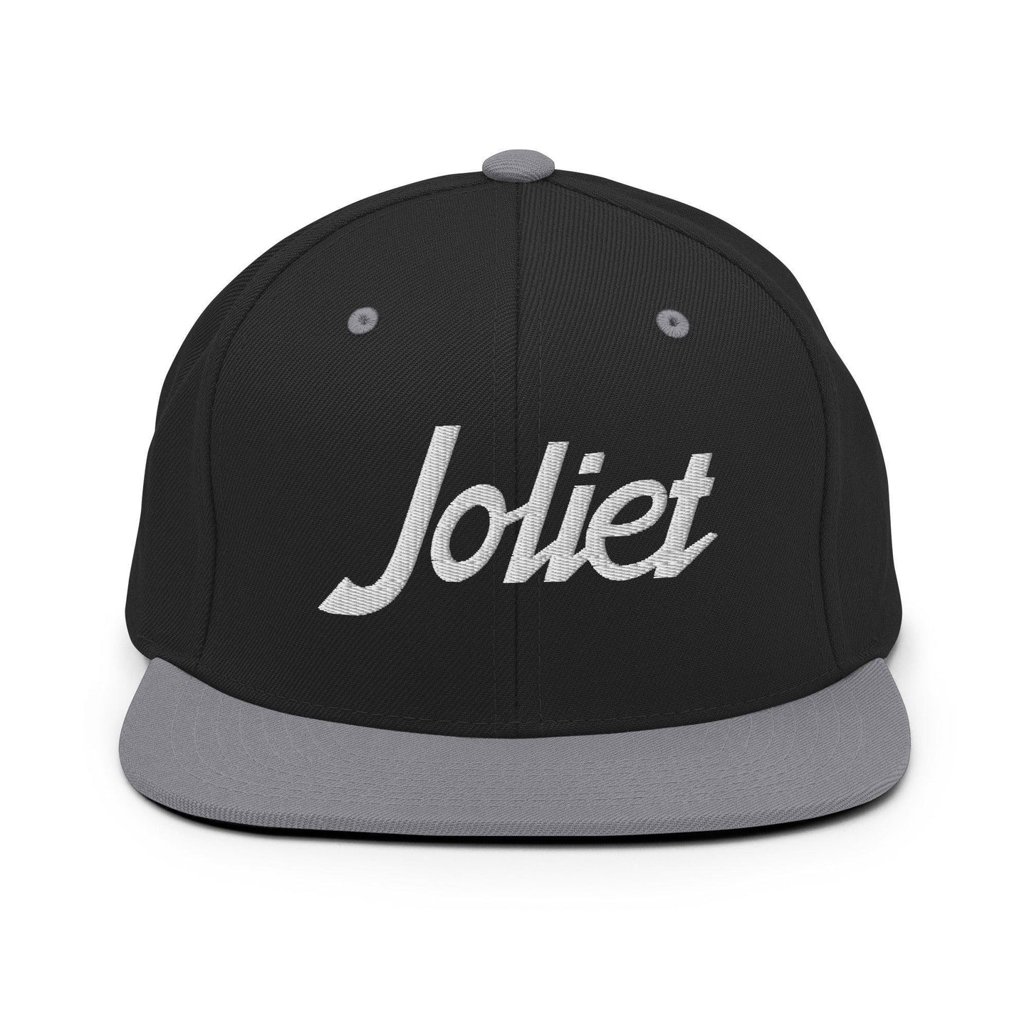 Joliet Script Snapback Hat Black Silver