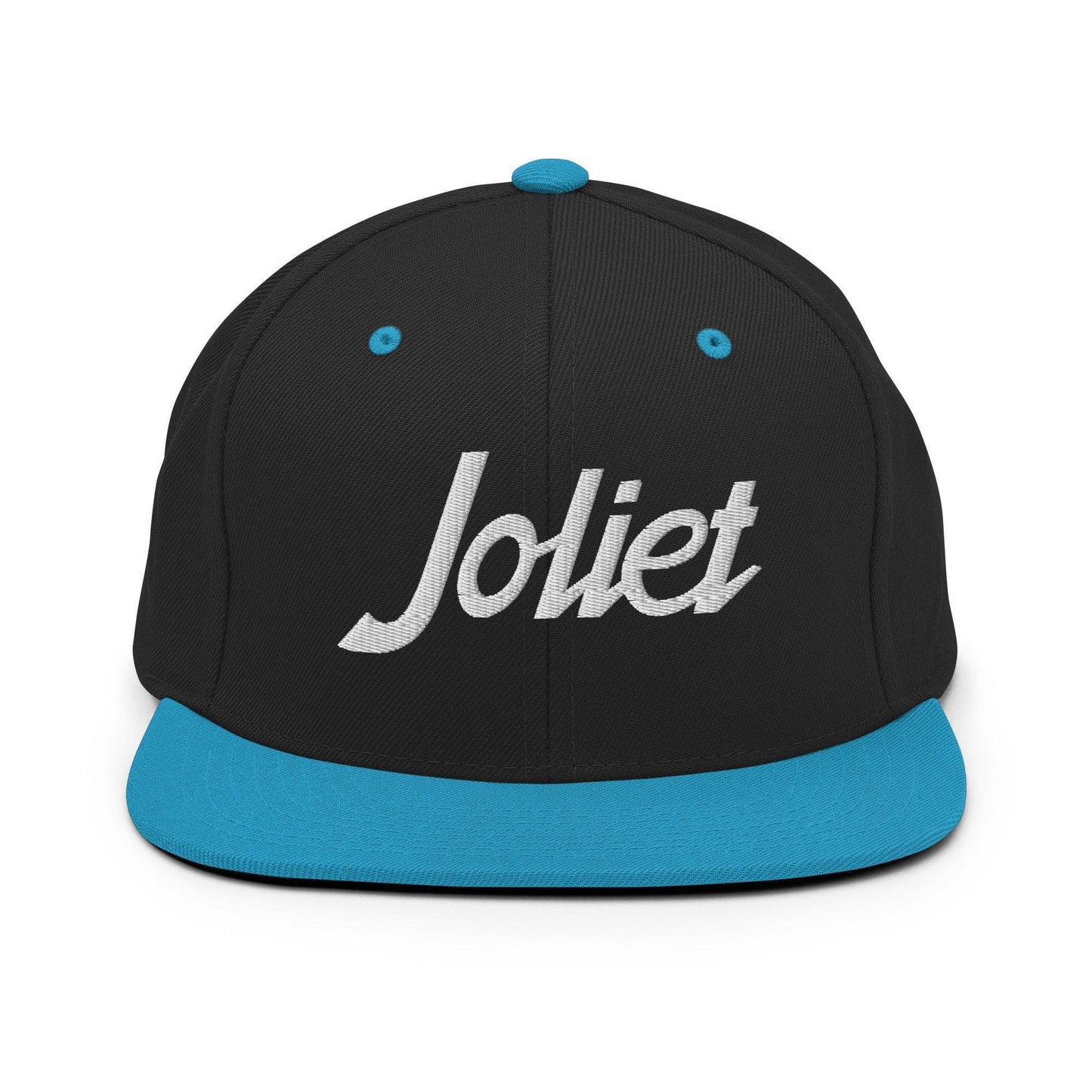 Joliet Script Snapback Hat Black Teal