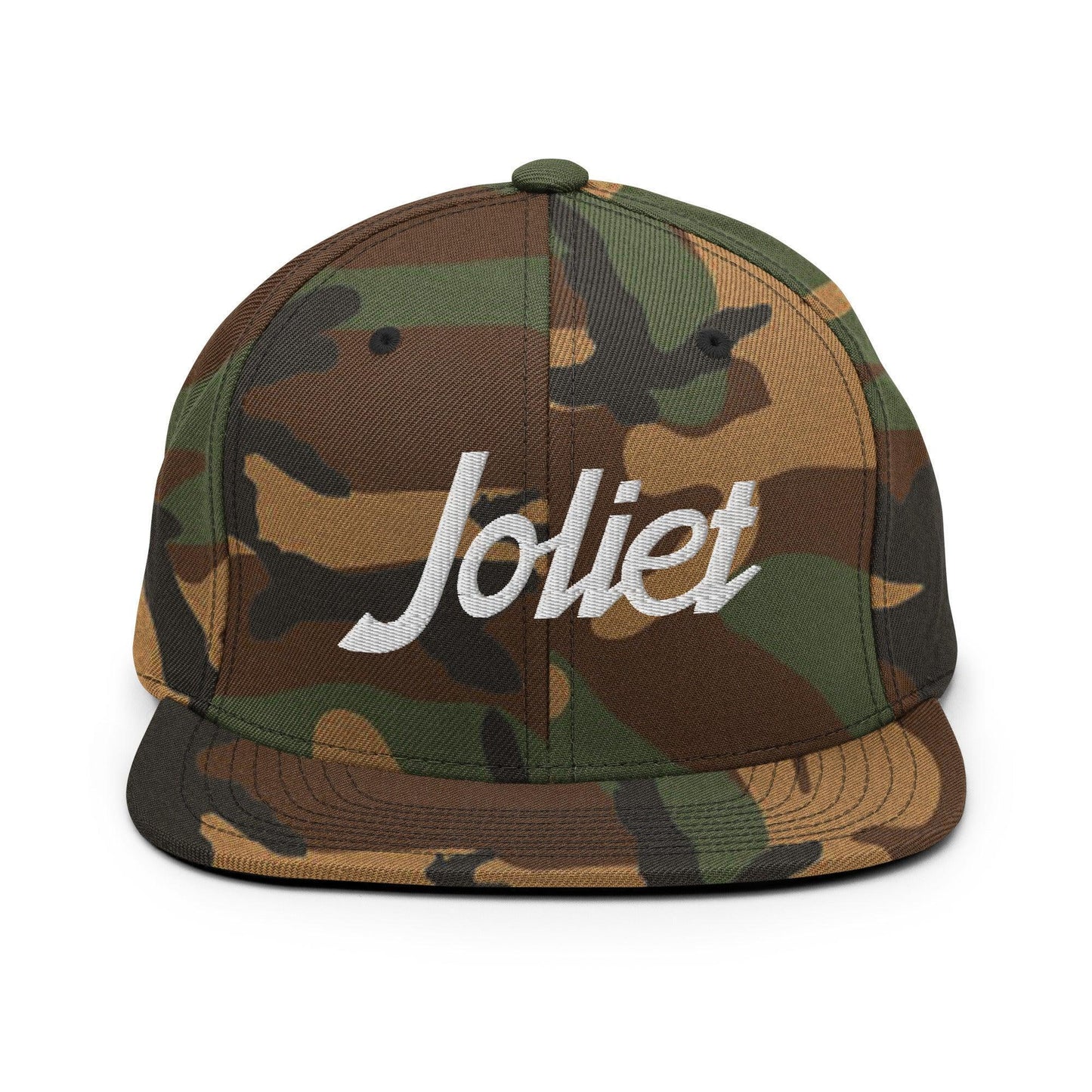 Joliet Script Snapback Hat Green Camo