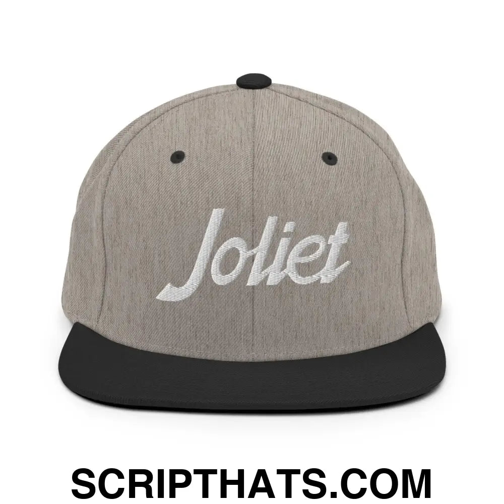 Joliet Script Snapback Hat Heather Black