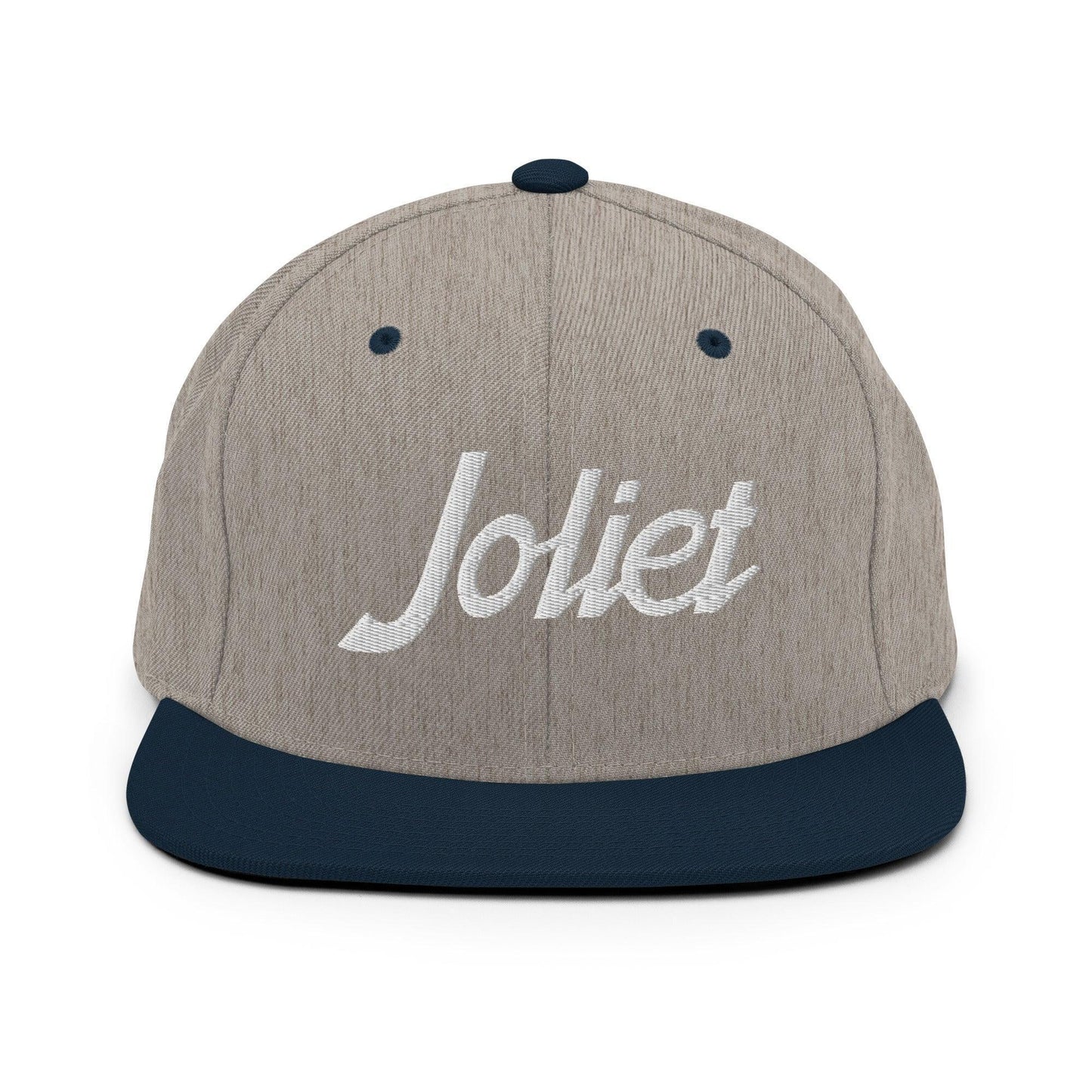 Joliet Script Snapback Hat Heather Grey Navy