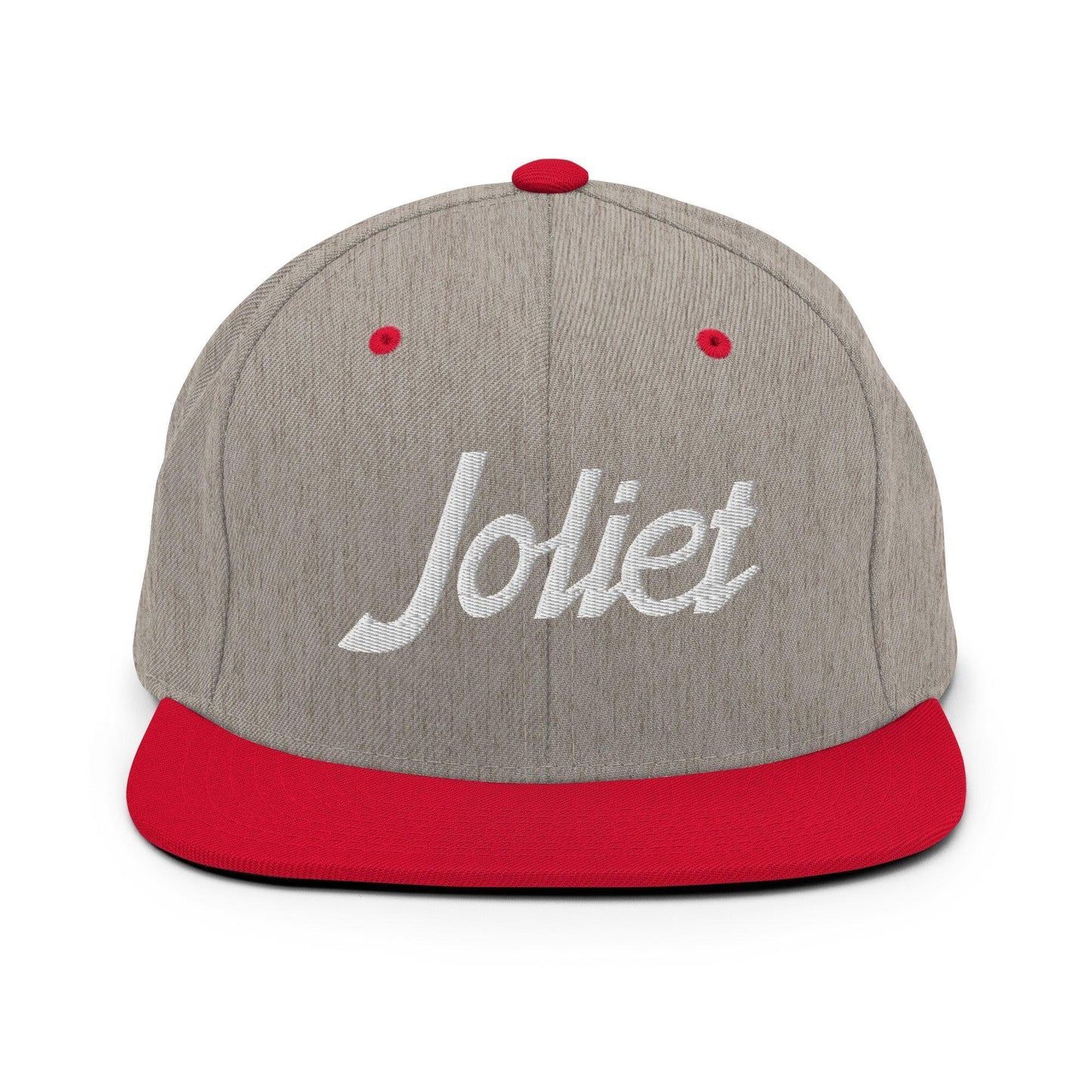 Joliet Script Snapback Hat Heather Grey Red