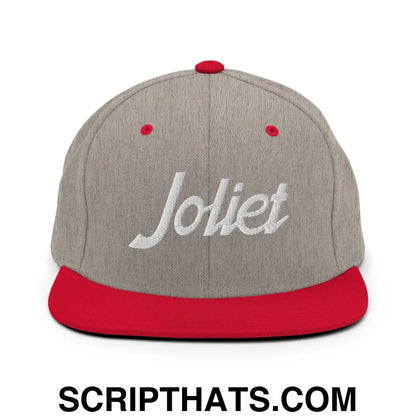 Joliet Script Snapback Hat Heather Grey Red