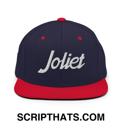 Joliet Script Snapback Hat Navy Red