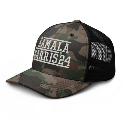 Kamala Harris 2024 '24 Camo Trucker Hat Camo Black