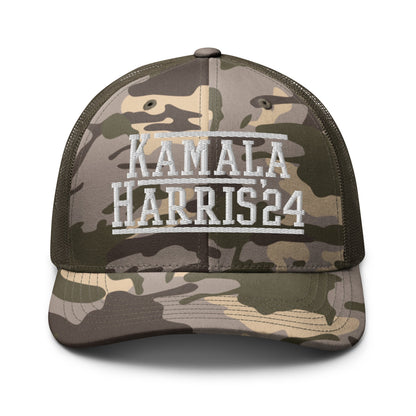 Kamala Harris 2024 '24 Camo Trucker Hat Camo Olive