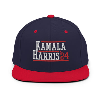 Kamala Harris 2024 '24 Flat Bill Brim Snapback Hat Navy Red