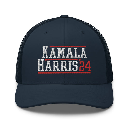 Kamala Harris 2024 '24 Retro Trucker Hat Navy