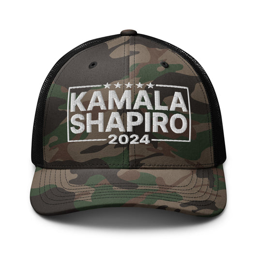 Kamala Harris 2024 Ben Shapiro Camo Trucker Hat Camo/Black by Script Hats | Script Hats