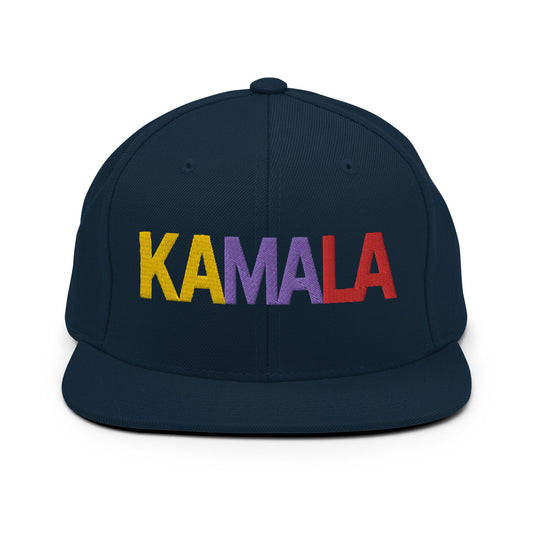 Kamala Harris 2024 Campaign Flat Bill Brim Snapback Hat Dark Navy