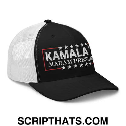 Kamala Harris 2024 Madam President Retro Trucker Hat Navy