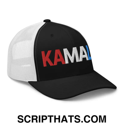 Kamala Harris 2024 Presidential Campaign Retro Trucker Hat Black White