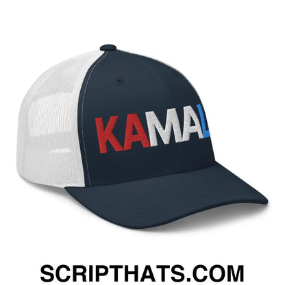 Kamala Harris 2024 Presidential Campaign Retro Trucker Hat Navy White