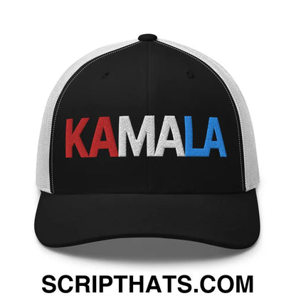 Kamala Harris 2024 Presidential Campaign Retro Trucker Hat Black White