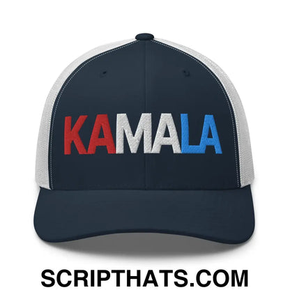 Kamala Harris 2024 Presidential Campaign Retro Trucker Hat Navy White